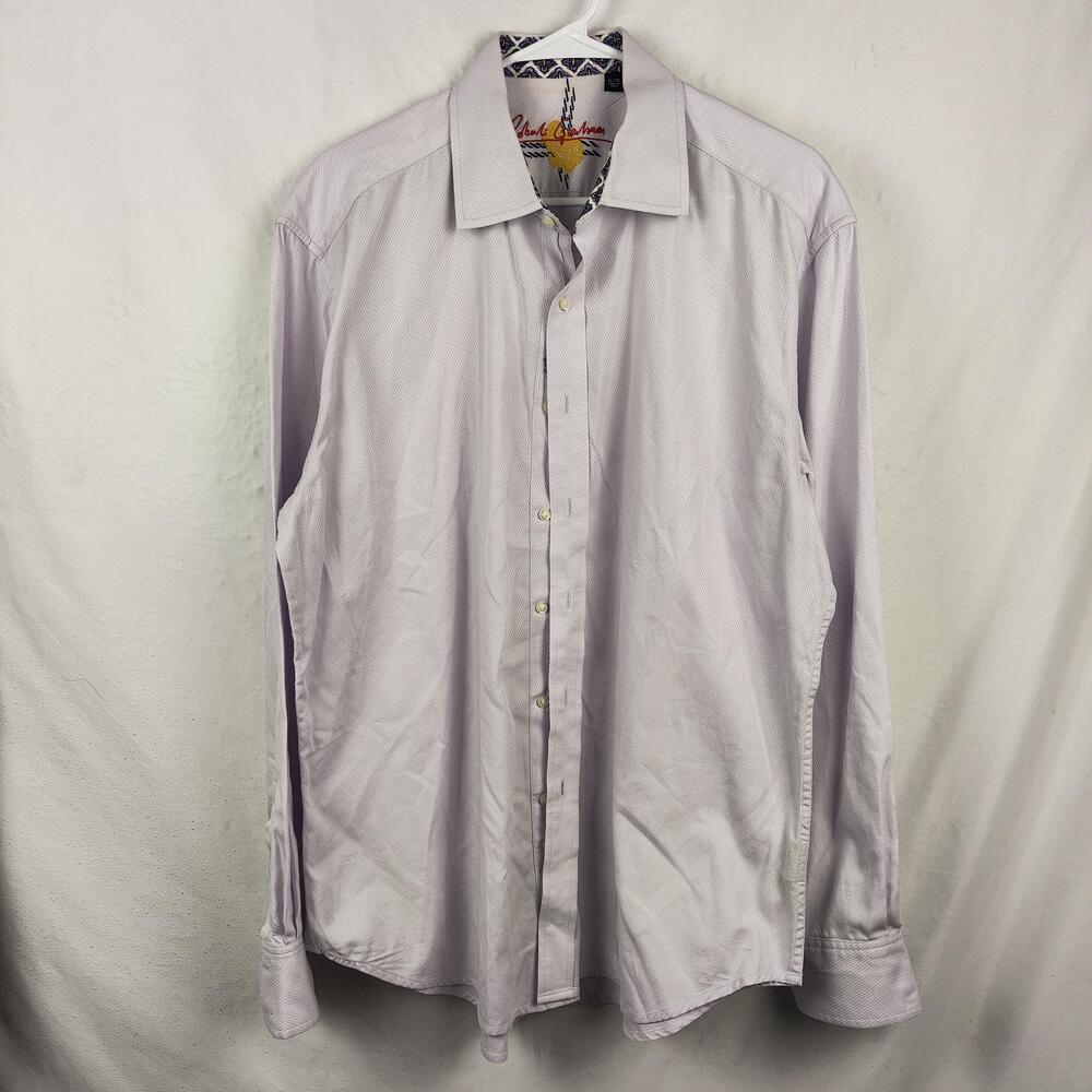 Robert Graham Shirt Mens XL Purple Woven Button Front Long Sleeve Cotton Casual